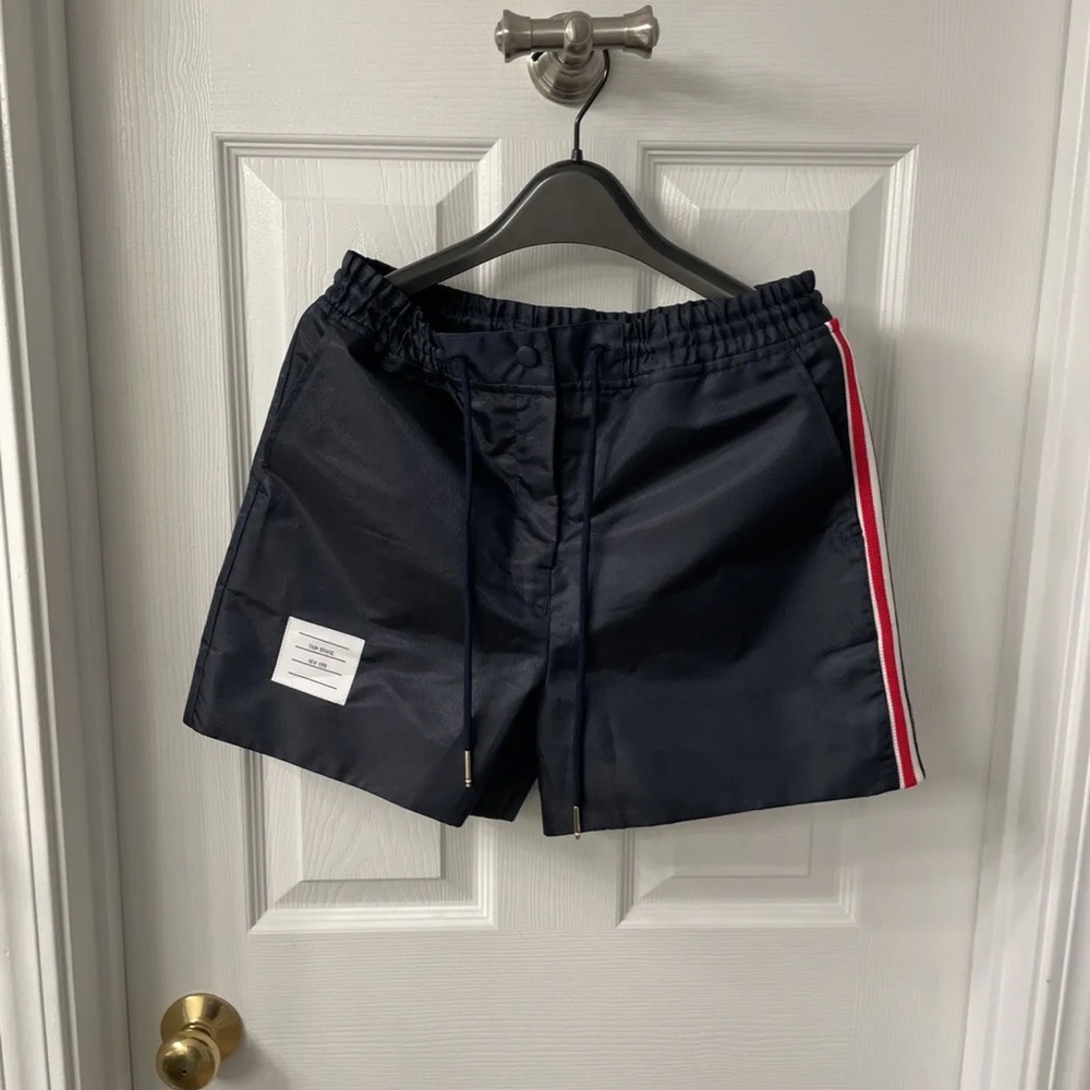 Thom Browne women logo-patch track shorts size 40